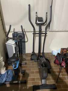 Cross trainer and exercise bike.