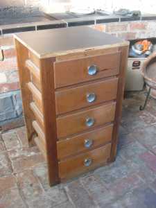 Vintage Chest Of Drawers (Wood) Metal Handles (Open Back & Sides)