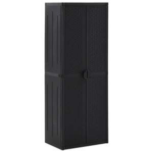 Garden Storage Cabinet Black 65x45x172 cm PP Rattan...