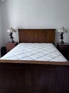 Double bed solid timber headboard and footer.
