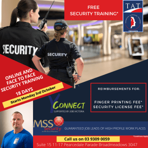 SECURITY TRAINING-GOV FUNDING AVAILABLE- 2 & 15 April 2024