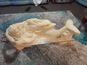 Large Mermaid Coffee Table with thick glass top