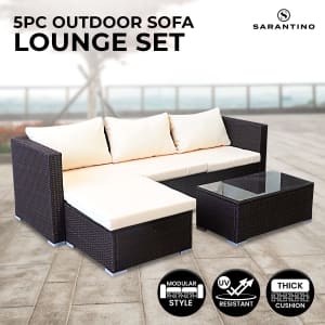 5pc Modular Outdoor Lounge Set PE Rattan Brown