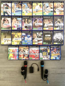 PS2 SINGSTAR GAMES & MICROPHONES - FROM $10