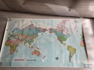 Rare Vintage Qantas World Network Routes Map Large Poster (1980)
