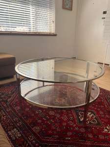 Bauhaus style coffee table glass chrome mid century