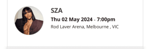 1x Sza ticket general admission Thursday 2 May