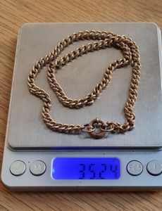 Gold solid curb link necklace chain 9 carat every link stamped 35 gram