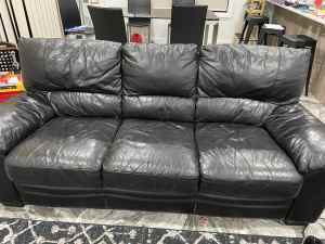 FREE three seater black leather couch