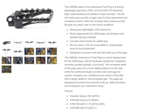 Yamaha t7 foot pegs & rear rack