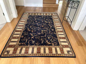 Navy and gold Wool rug