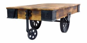 Railway Sleeper Industrial Cart Coffee Table