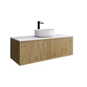1200mm Prime Oak Wood Grain Bathroom Wall Hung Vanity V-grooved Design