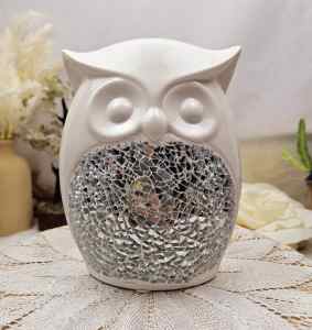 Brand New Mosaic Shattered Glass Owl Ornament 