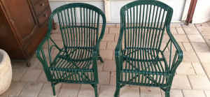 2 CANE LAWN CHAIRS VINTAGE