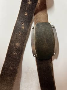 Distressed look brown suede belt