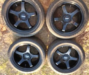 SPEEDY Satin Black Alloy Wheels 17 x 7.5J with Tyres