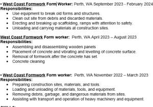 Formworker looking for new job