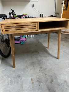 Wooden desk with single draw