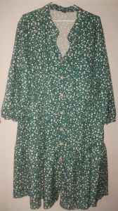 Green, pink. white flower print dress as new condition size 26 $15
