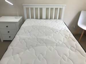 King Single White Bed with Firm Mattress