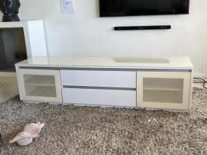 FREE TV and entertainment unit - white and glass