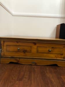 Large timber coffee table with drawers