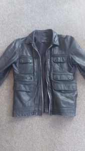 All Saints mens black leather jacket medium