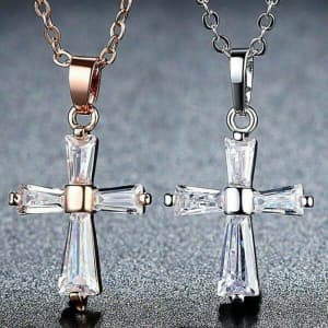 Zircon Cross - Silver Or Gold - New - Healing - Protection