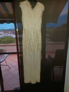 Ladies evening dress pearl white size 10