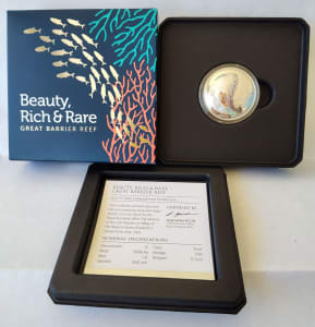 Australia 2022 Silver Domed Coin Beauty Rich & Rare Great Barrier Reef