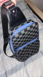 lv blue zip rare sling bag