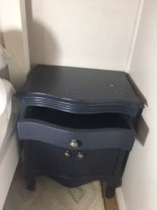 BEDSIDE TABLES ALL WOOD PAINTED NAVY LARGE BEDSIDES x 2