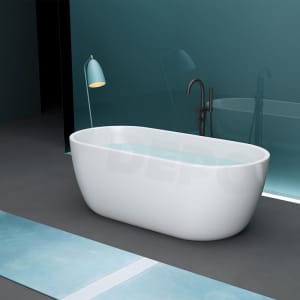 1500mm Oval Bathtub Freestanding Gloss White Acrylic Bathtub