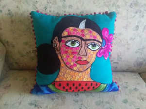 Frida Kahlo embroidered cushion