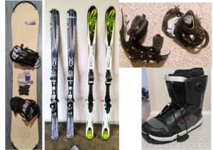 Snowboards 150cm, SKIS 164 and Boots Size 24cm