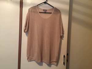 Sussan Label Beige Knit Top with Metalic Gold Thread.