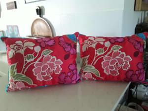 Two Silk Embroidered Cushions