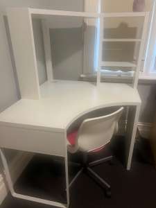 Ikea desk white and chair