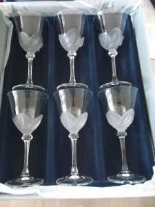 Set of 8 J G Durand Cristal Wine Glasses.