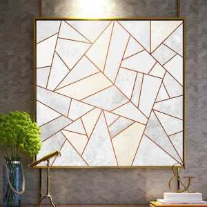 Large Abstract Modern Wall Art With Gold frame. Size: 90x90cm