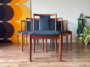 Newly Upholstered Genuine Parker Teak Dining Chairs