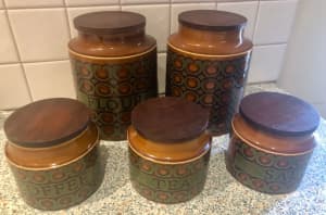 Vintage Hornsea Bronte pottery 5 canisters