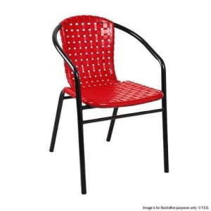 Ft-1316R Outdoor Chair - Black Steel Legs - Red(Item code: 190947)