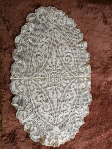VINTAGE DOILEY - Hand-Embroidered in Europe, Large Oval Piece
