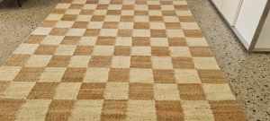 As new quality Natural and bleached checked jute rug