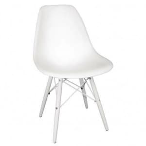 Bolero (Pack of 2) White Moulded Chairs with White Wooden Legs