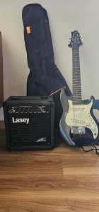 Greg Bennett Malibu Mini/Kids Electric Guitar & Laney LX12 Amp
