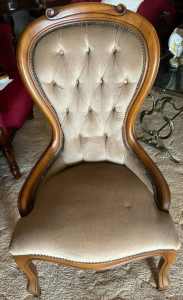 Antique Saloon style velvet upholstered occassional chair