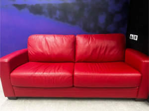 2 x Red Leather Lounges